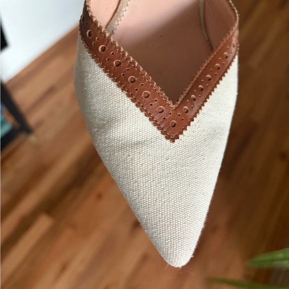 J. Crew White and Brown Ankle Strap Heels - Picture 5 of 7